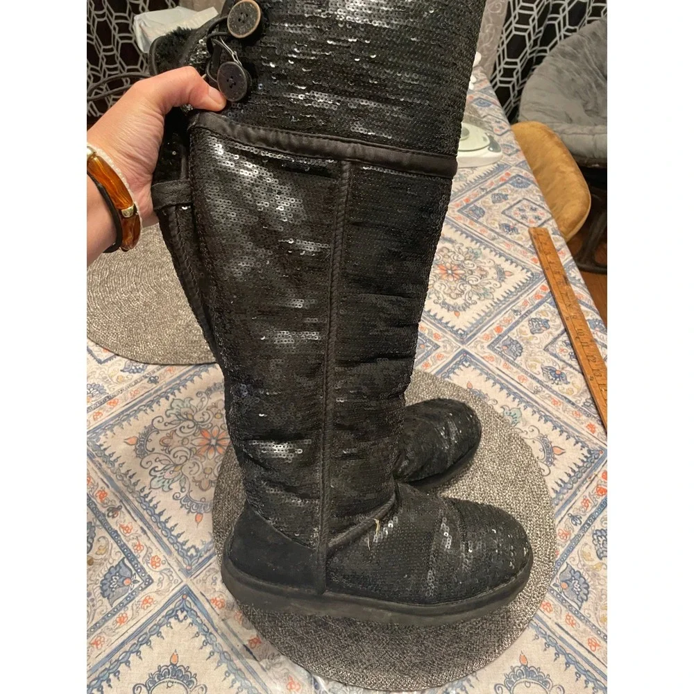 UGG Australia Classic Tall Sparkle Black Sequin Boots 3172 Womens 8